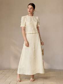 MOTF PREMIUM APPLIQUES PUFF SLEEVE TOP & CAMI TOP - Apricot - View 8