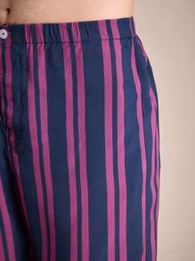 SHEIN EverLounge Pantalones cortos sueltos con rayas para hombre, ropa de estar en casa