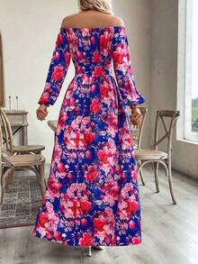 SHEIN Unity 花卉印花露肩分裙連衣裙 - 彩色 - 查看 2