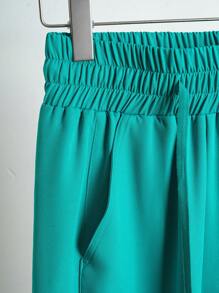 TaskEZ 女士薄荷蓝色 3 口袋高腰阔腿手术制服裤，适合护士、药剂师、美容师、牙医、医生、执业护士、实验室工作人员、护理学生等 - 薄荷綠 - 查看 11