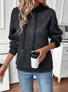 SHEIN LUNE Women Casual Snowflake Printed Hoodie Sweatshirt