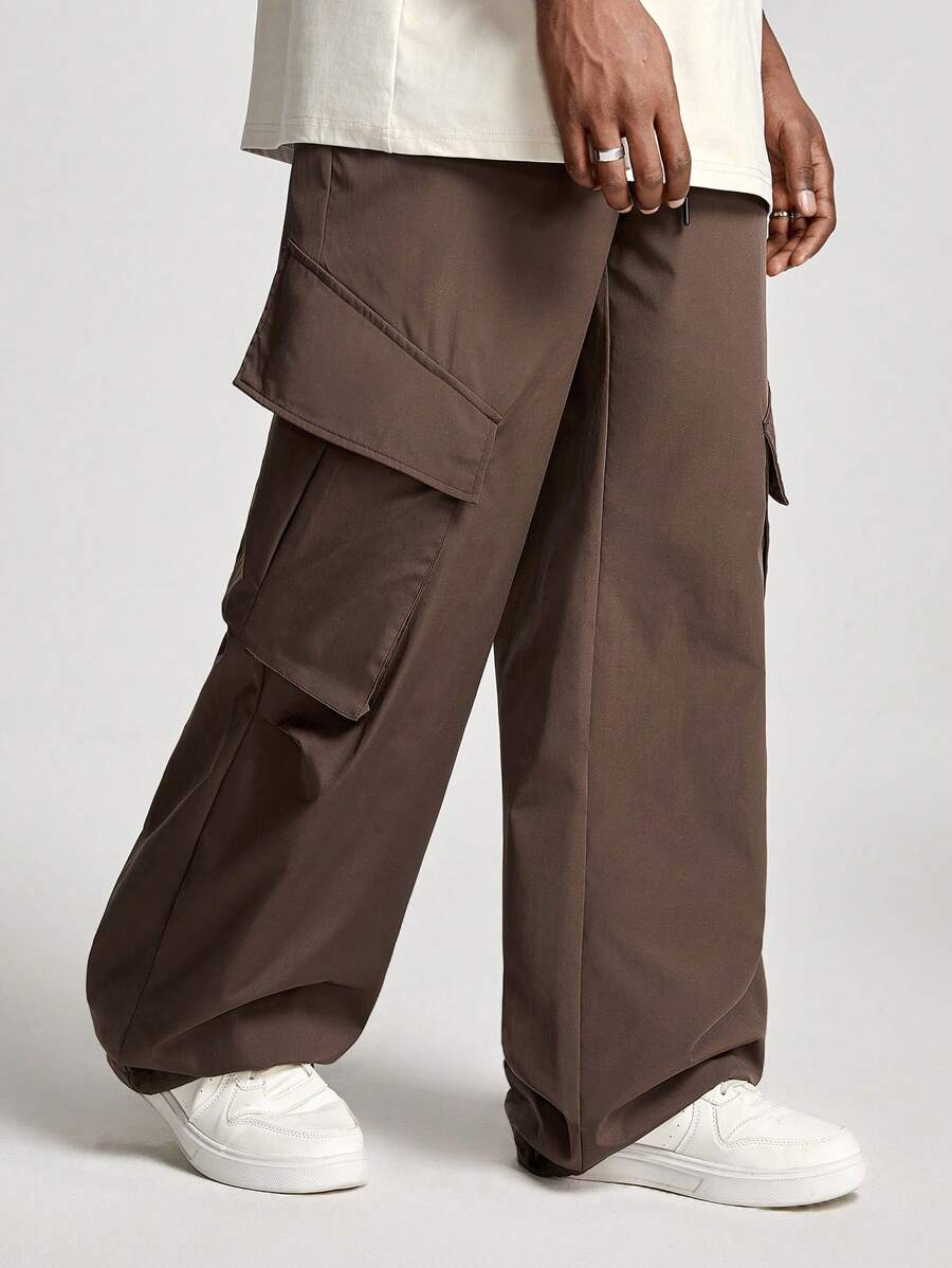 Manfinity VCAY Men Loose Straight Woven Pants - Coffee Brown - View 1