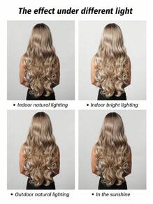 TOPSHE帶瀏海30英吋棕色卷曲假髮，時尚美麗的女士波浪型合成假髮，適用於女孩日常及派對使用，耐高溫長卷發型 - 亞麻金 - 查看 9