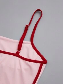 SHEIN LUNE LUNE 3pcs Women's Summer Camisole Top Set With Contrast Color Trim, Cropped, Fashionable Design