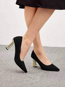 CUCCOO BIZCHIC 女士鞋时尚百搭尖头雕塑感黑色高跟鞋度假鞋夏季促销优雅高跟鞋返校鞋大学生鞋优雅基础款商务休闲商务时尚圣诞节秋季新年假期 - 黑色 - 查看 8