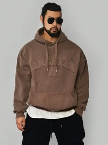 DAZY Men's Letter Printed Thermal Lined Hoodie, Autumn/Winter