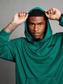 Coreblaze Boyfriend Style Men's Solid Color Minimalist Hoodie And Sweatpants Sports Suit Gym Set Workout Set - Dark Green - View 8