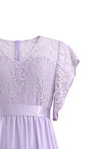 Váy đi nghỉ thường ngày có cổ chữ V màu hoa oải hương màu hoa oải hương dành cho nữ - Màu tím hoa cà - Xem 3