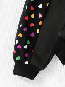 2 件 Tween 女童彩色心形印花圆领长袖上衣和裤子套装 - 黑色 - 查看 7