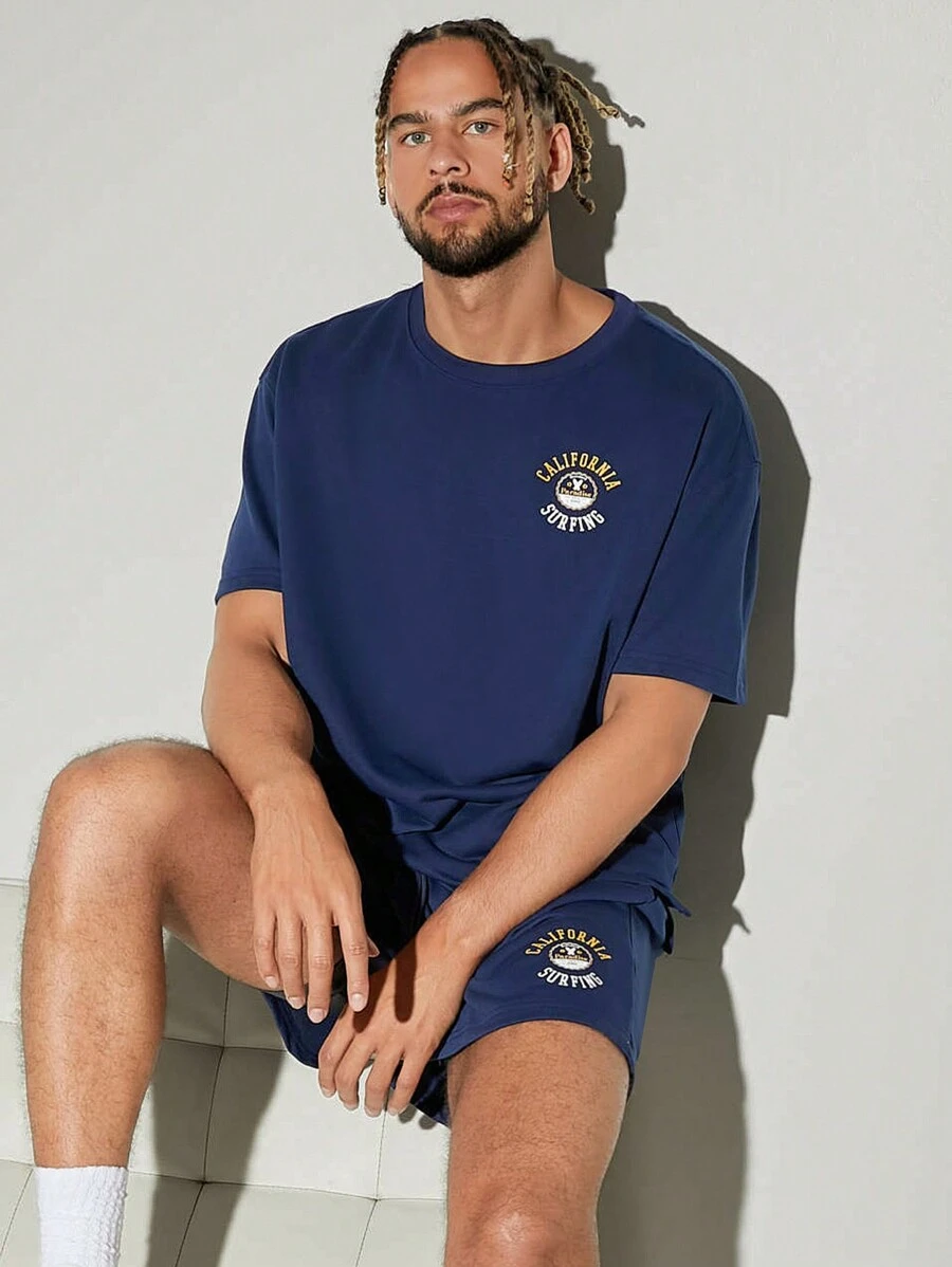 Hauture Men California Graphic Tee & Shorts Set For Summer