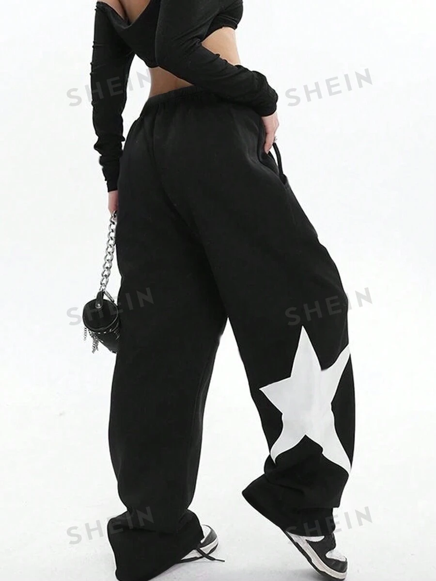 INAWLY Pantalones deportivos holgados casuales de patrón de estrellas para mujer
