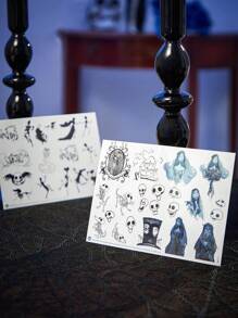 Corpse Bride | ROMWE 2 张僵尸新娘纹身贴纸 噩梦水转印纹身贴纸 适合身体艺术 - 彩色 - 查看 6