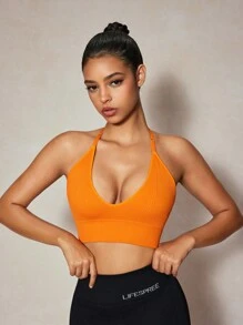 Slayform Women Solid Color Seamless Adjustable Clasp Brassiere - Orange - View 6