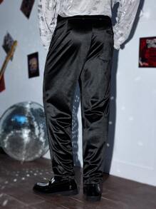 Manfinity VCAY Men's Casual Woven Solid Color Chino Pants - Black - View 2