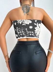 VaVaBold 女士花卉印花抹胸短款上衣 - 彩色 - 查看 2