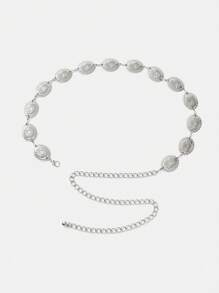 Aloruh 11 chiếc Thắt lưng cơ bản dễ thương dành cho nữ có họa tiết kim loại/Dây thắt lưng, thích hợp cho trang phục thường ngày, đi học - Bạc - Xem 6