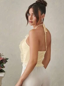 L'Amorae Blusa transparente con volantes