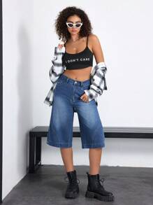 SHEIN EZwear Women Plain Simple Casual Denim Jeans