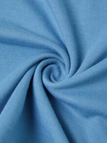 SHEIN 青少年男孩籃球印花t恤和字母拼接短褲 - 藍色 - 查看 4