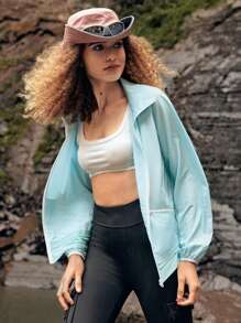 In My Nature Chaqueta ligera casual de ciudad y al aire libre para mujer, para ir al trabajo - Azul - Ver 8