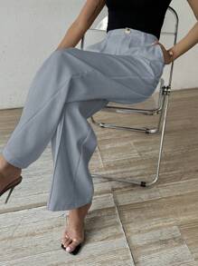 RosyDaze Pantalones De Traje Rectos Casuales De Color Sólido Para Mujer