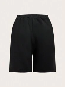 SHEIN 青少年男孩籃球印花t恤和字母拼接短褲 - 藍色 - 查看 8