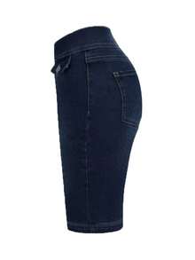 女士前扣式合身休闲牛仔短裤