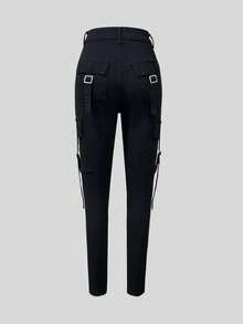 Women's Y2K Fitted Casual Denim Cargo Pants