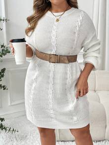 SHEIN Clasi 大码 V 领粗针织毛衣连衣裙