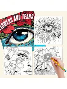 (Original, Upgraded, Paper Thickened 25 Pages) 1pc Eye Skull Theme Coloring Book, Coloring Book Gift For Holiday Birthday Party Stress Relief, Gifts Perfect For Mother's Day(25 Pages -7.87x7.87inch) Back To School,Mother's Day,Mom's Gift,Back To School,School Supplies