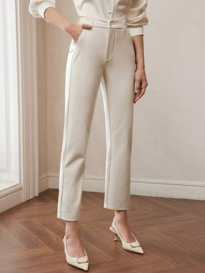 MOTF PREMIUM SOLID ZIPPER FLY SLANT POCKET SUIT PANTS