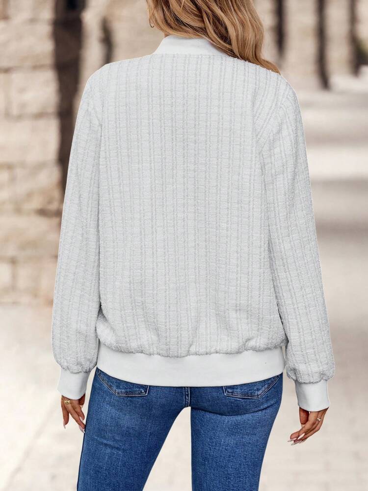 Women's Solid Color Zip-Up Long Sleeve Bomber Jacket Fall Jackets Winter Jacket Women Coats Korean Fashion