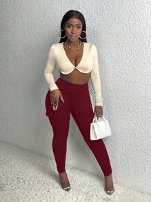 Slaydiva Ladies' Casual Solid Color Slim Fit Cargo Pants