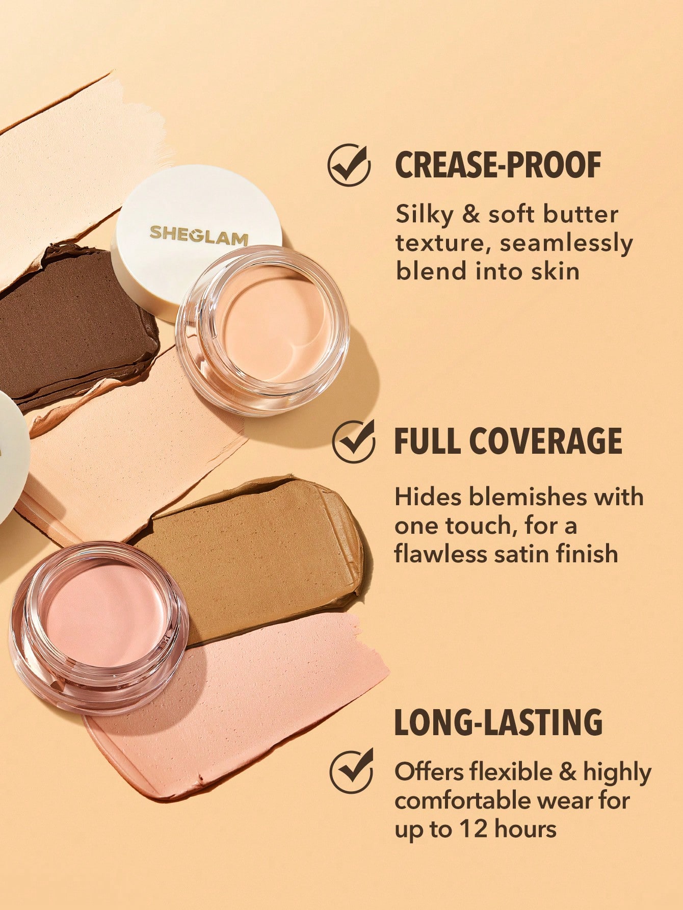 SHEGLAM كريم إخفاء العيوب Rapid Retouch Cream Concealer-Linen كريم إخفاء العيوب Rapid Retouch Cream Concealer-Linen كريم إخفاء العيوب Full Cover Cream Concealer يدوم طويلاً مفتح/مُشرق تغطية كاملة/تغطية عالية مصحح خفيف الوزن يدوم طوال اليوم