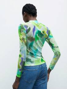 Maija Women's Random Print Mock Neck Long Sleeve Top