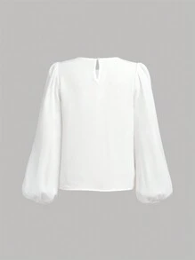 SHEIN 2pcs/Set Teen Girls' Lantern Sleeve Shirt With Knit Camisole And Casual Pants Outfit