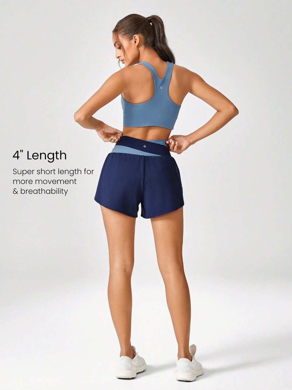 FeatherFit™-Air Two-Tone Crossover Waist Sport Shorts Quick Dry Moisture Wicking