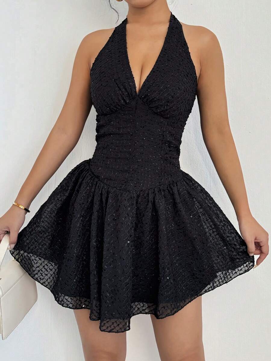 SHEIN SXY Women's Wedding/Graduation Ceremony Evening Party Dress - Black - View 1