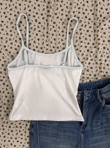 Attitoon Star Pattern Punk Style Soft & Comfortable 95% Cotton Fitted Camisole, Suitable For Spring/Summer, Retro - White - View 2