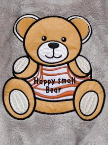 Cute Round Neck Baby Boys' Plush Clothing Set - Grey - View 3