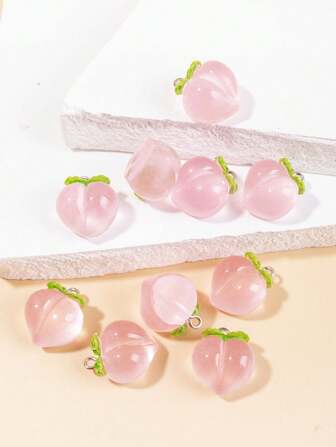 10 piezas Colgantes de acrílico transparente rosa melocotón, materiales de accesorios de joyería de bricolaje para pendientes, collares, cadenas de suéter, pendientes de pelo, decoración de pelo, llaveros