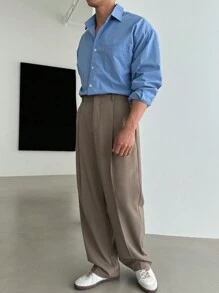 DAZY Pantalones de traje casuales de unicolor para hombre, otoño