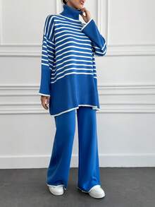 EURMUSE Của phụ nữ Áo cao cổ Sọc Áo len 2 cái/bộ - Nhiều màu - Xem 5