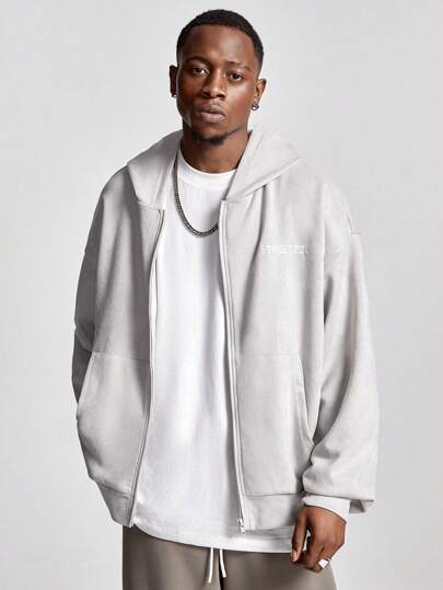 Manfinity VCAY Men's Loose Fit Long Sleeve Knitted Sweatshirt , Zipper Hoodie, Going Out, Basic, Letter, Friends, For Fall Winter