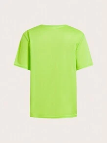 SHEIN 青少年男孩3入組造型休閒圓領短袖針織T恤，每個款式均有3種顏色，針織套裝