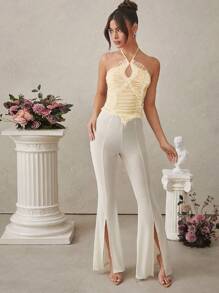 L'Amorae Blusa transparente con volantes