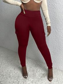 Slaydiva Ladies' Casual Solid Color Slim Fit Cargo Pants