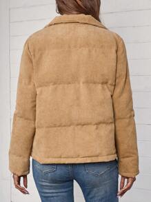 EMERY ROSE Abrigo acolchado de manga larga con cremallera, minimalista y cálido, para mujer, invierno - Marrón Mocha - Ver 2