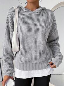 Chiquease Pull à capuche minimaliste casual de couleur unie pour femmes