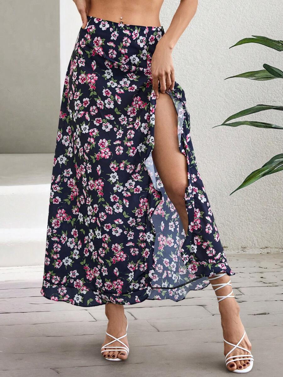 RueChic WOMEN BOTTOM FLOWER PRINTED SKIRT - Multicolor - View 1